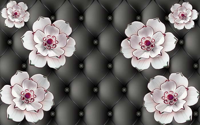 White Chrysanthemums pattern detail