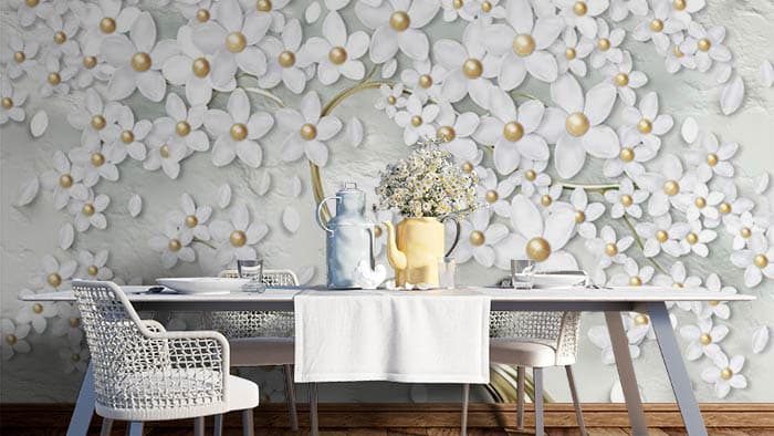 Abstract Floral shown in a room