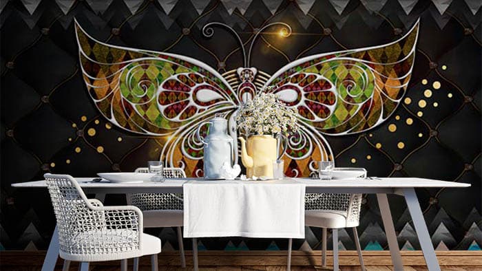 Abstract Floral shown in a room