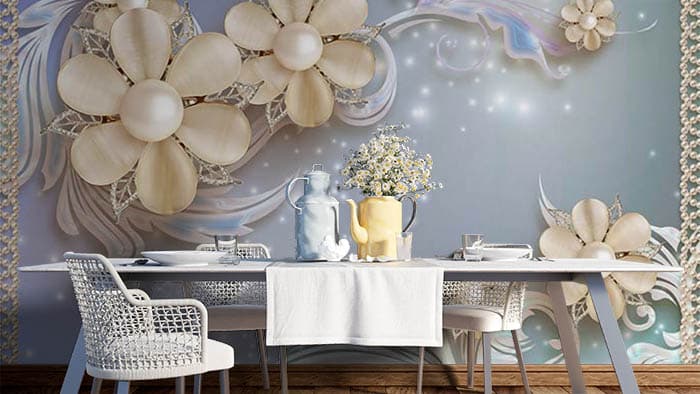 Abstract Floral shown in a room