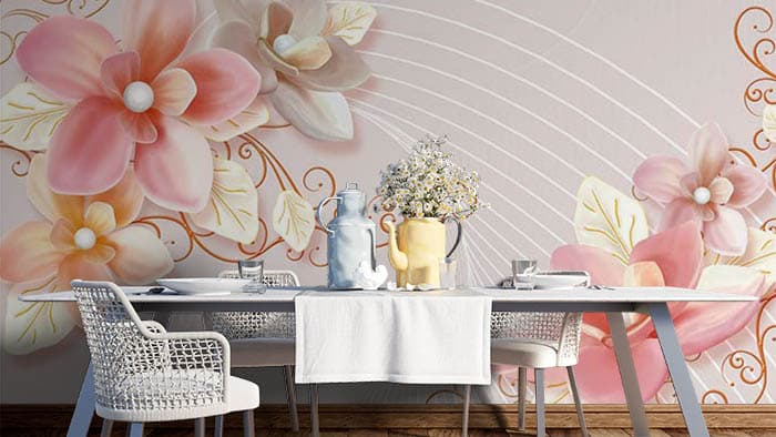 Abstract Floral shown in a room