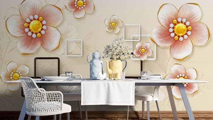 Abstract Floral shown in a room