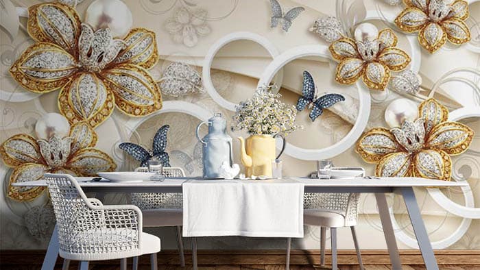 Abstract Floral shown in a room