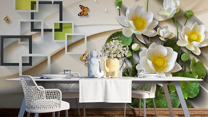 Abstract Floral shown in a room