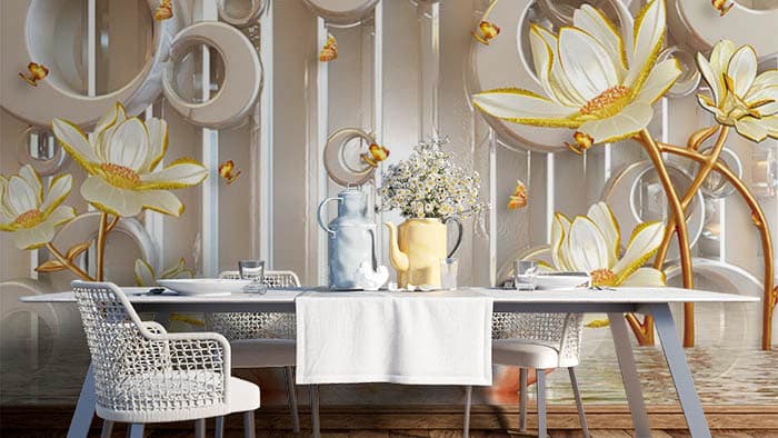 Abstract Floral shown in a room
