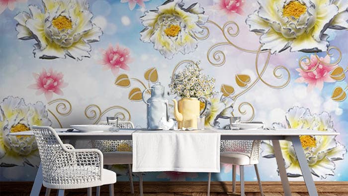 Abstract Floral shown in a room