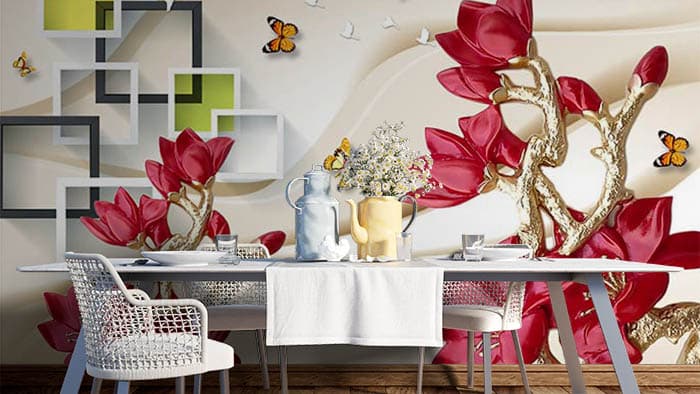 Abstract Floral shown in a room