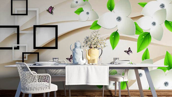 Abstract Floral shown in a room