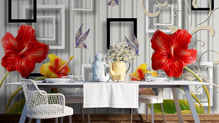 Abstract Floral shown in a room