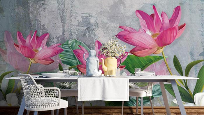 Abstract Floral shown in a room