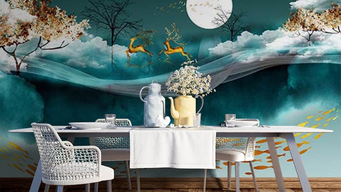Abstract Floral shown in a room