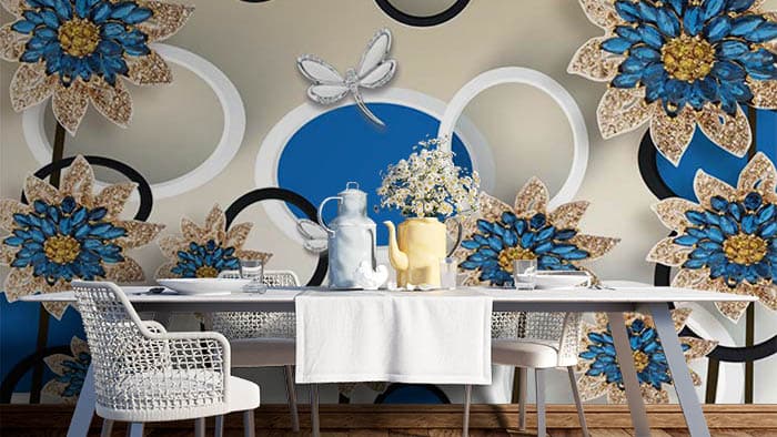 Abstract Floral shown in a room