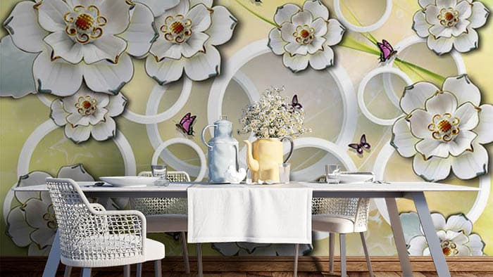 Abstract Floral shown in a room