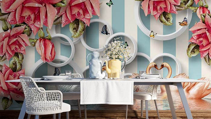 Abstract Floral shown in a room