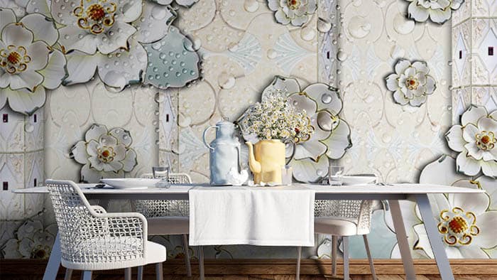 Abstract Floral shown in a room