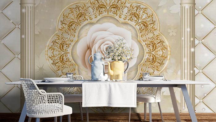Abstract Floral shown in a room