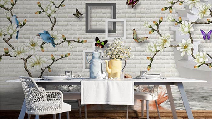 Flowers on a Branch shown in a room