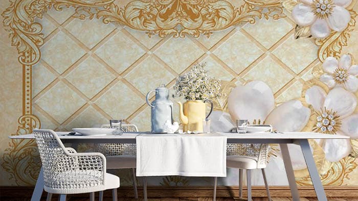 Abstract Floral shown in a room