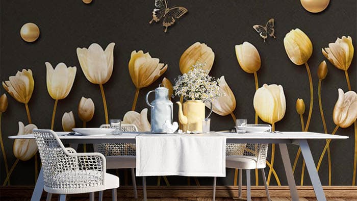 Elegant Butterfly Aesthetic Nature Design Wallpaper shown in a room