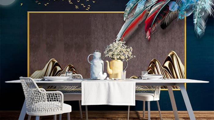 Stylish Golden Metallic Wall Mural Wallpaper shown in a room