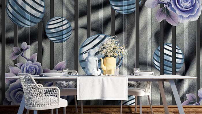 Shelves behind Flowers shown in a room