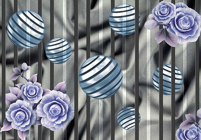 Shelves behind Flowers pattern detail