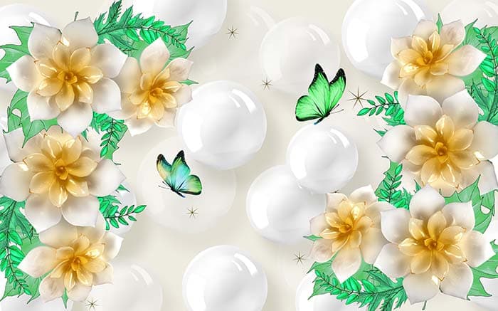 Decorative Butterfly Garden Art Theme wallpaper pattern detail