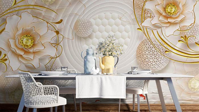Hex Behind Florals shown in a room