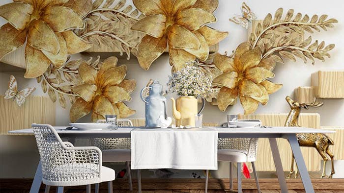 Rings behind FLowers shown in a room