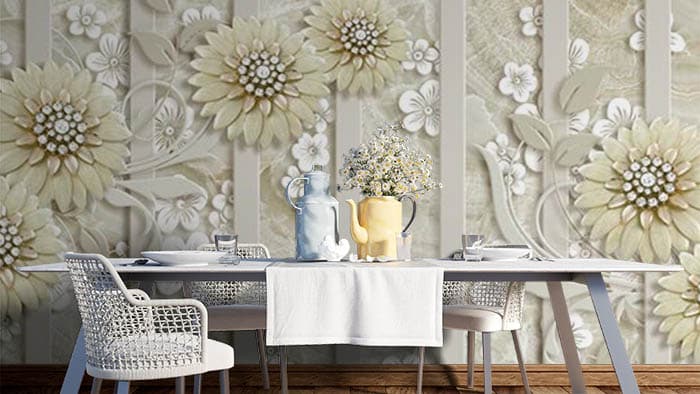 Rings behind FLowers shown in a room