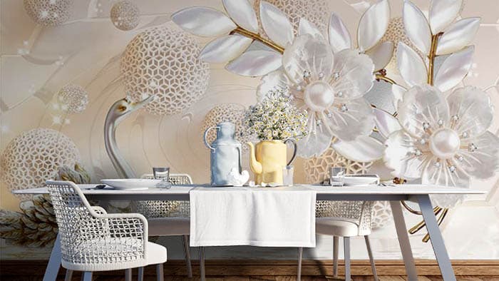 Abstract Floral shown in a room