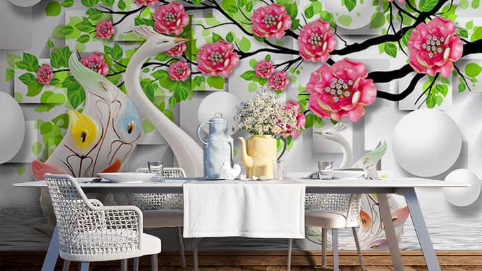 Abstract Floral shown in a room