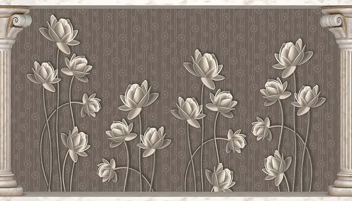 Elegant White Floral Sheets Wallpaper Mural pattern detail