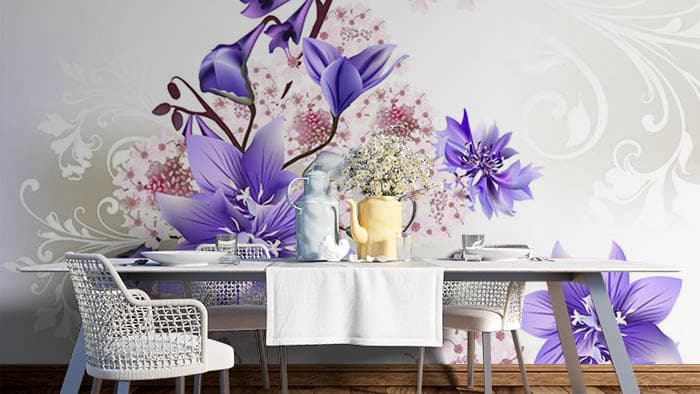 Florets behind rings shown in a room