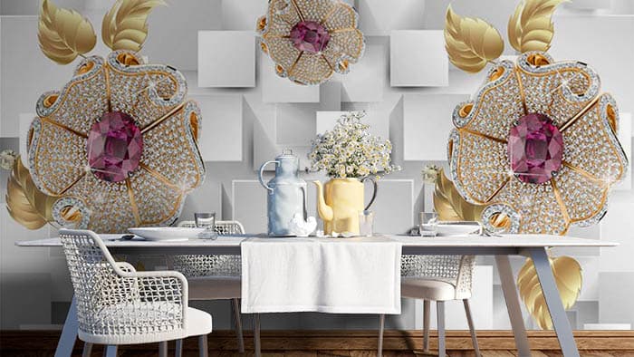 Golden Rose Studded Wallpaper for Wall shown in a room