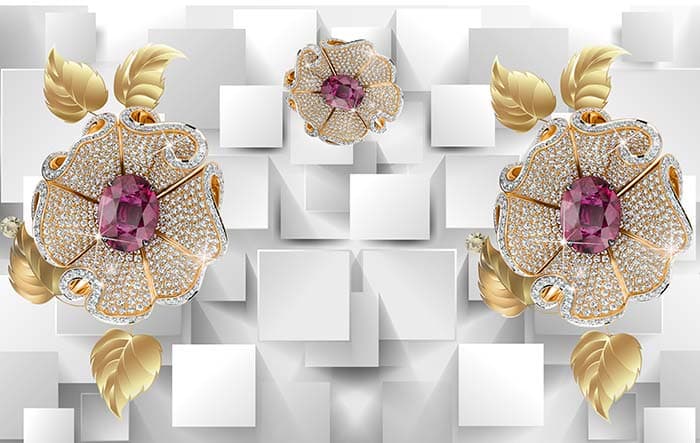 Golden Rose Studded Wallpaper for Wall pattern detail