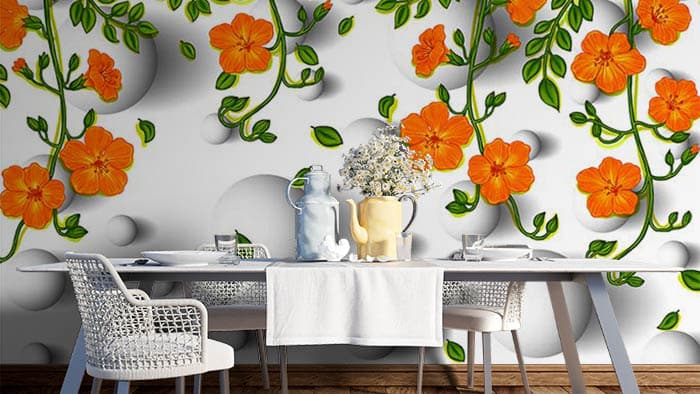 Flowers on Walls shown in a room