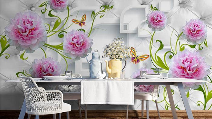 Stunning Floral View Mural Wallpaper shown in a room