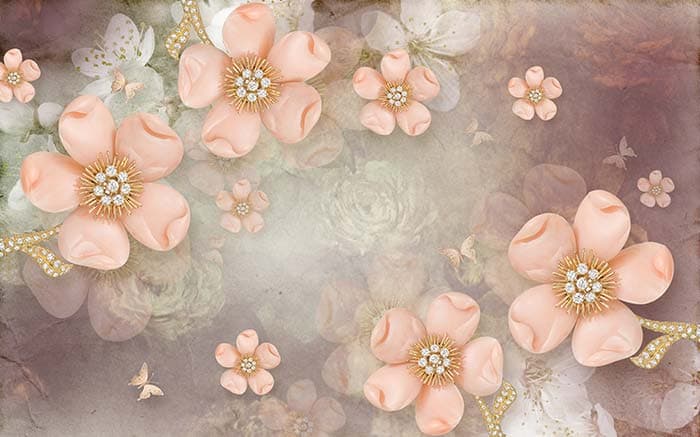 Vintage Look Bunch O Roses Wallpaper for Wall pattern detail
