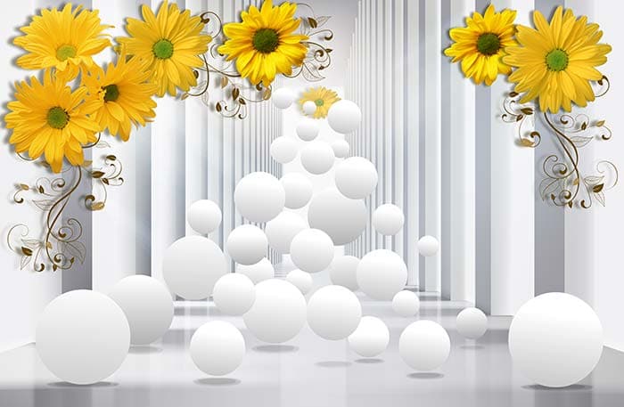 A Wallpaper Mural of Sunflowers for Walls pattern detail