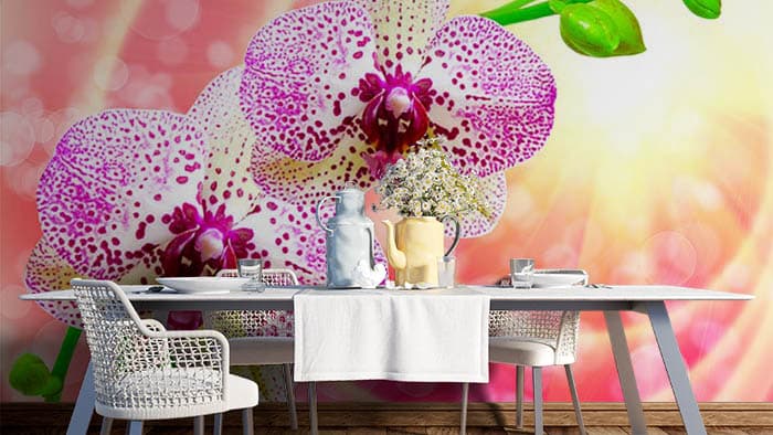 Stunning Purple Floral View Wallpaper Mural shown in a room
