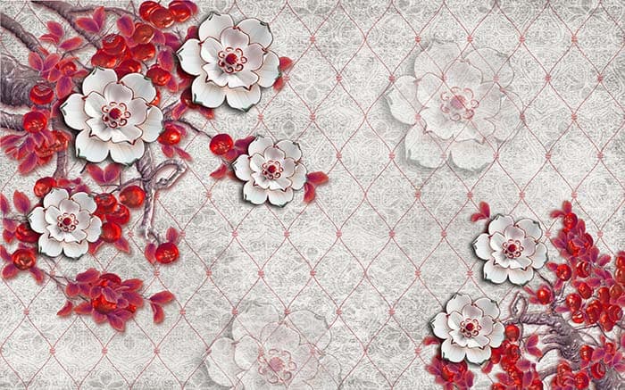 Rosy Shrub pattern detail