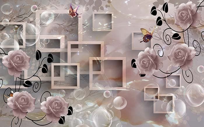 Elegant Pink Floral Pattern Aesthetic Wall Mural Wallpaper pattern detail