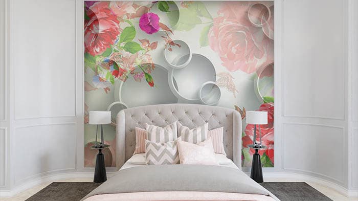 Rings behind FLowers shown in a room