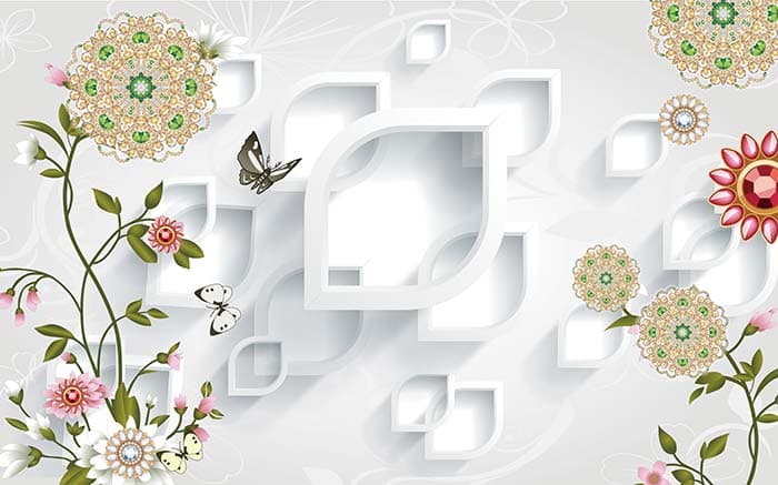 Hexes Behind Flowers pattern detail