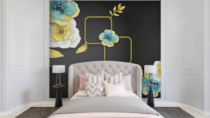 Abstract Floral shown in a room