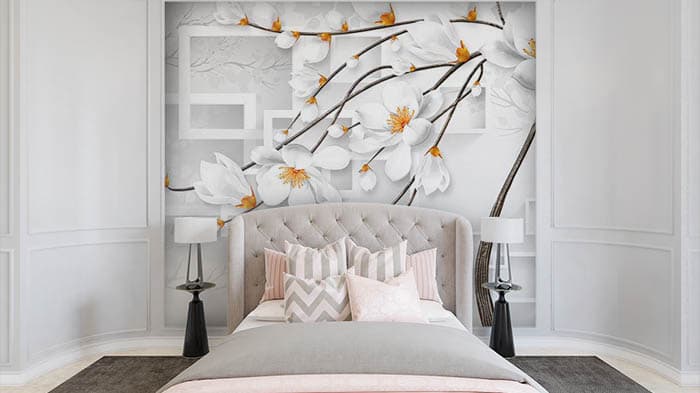 Shelves Behid Pearls shown in a room