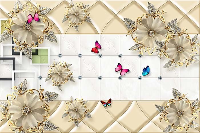 Elegant padded tile design with subtle depth look wallpaper pattern detail