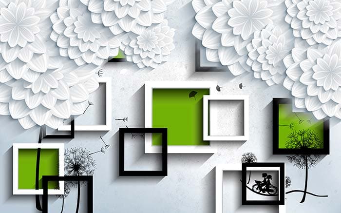 Shelves Behind Flowers pattern detail