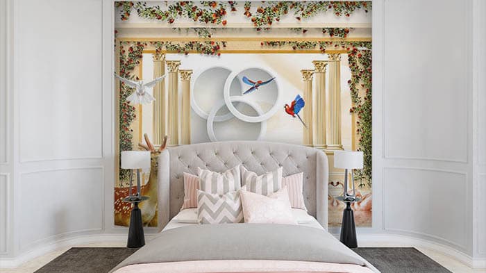 Rings behind Arch shown in a room